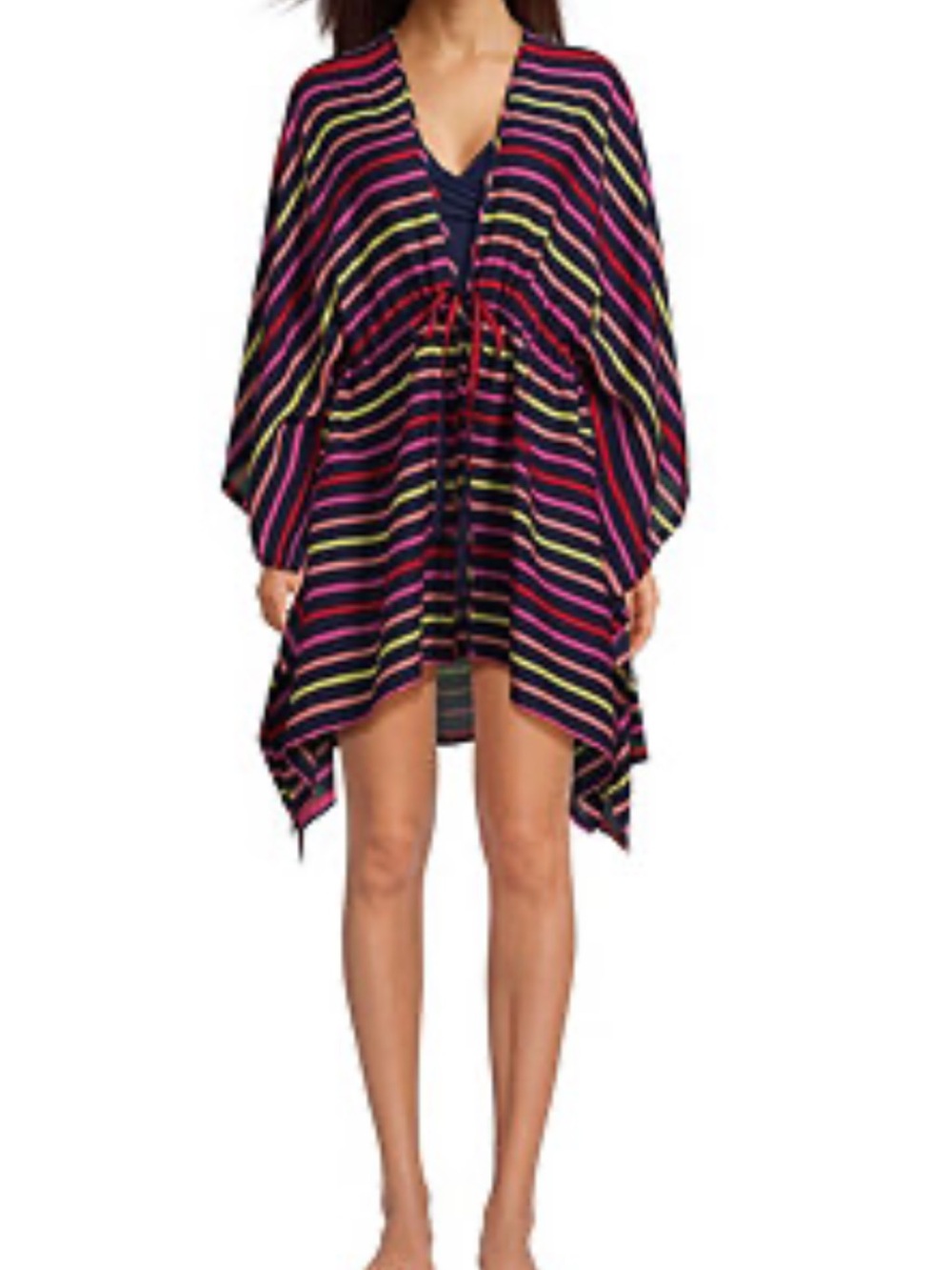 Striped Navy Multicolor Drawstring Caftan